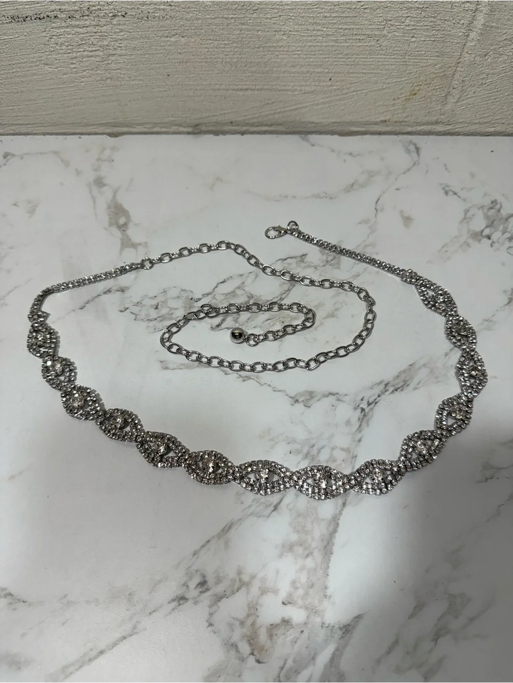 Crystal-Embellished Silver Belt Chain - Women's Accessories